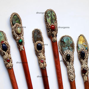 Baguettes de cheveux naturels en argile polymère dorées, 100 pièces, bâton de guérison en cristal, accessoire pour cheveux afro - Product Image 4