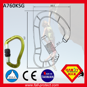 Mosquetón de escalada con bloqueo de tornillo de aluminio en forma de B certificado CE - Product Image 3