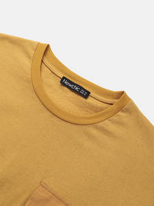 Camiseta 100% de algodón para hombre, Camisa lisa de manga corta con bolsillo y dobladillo con cordón - Product Image 5