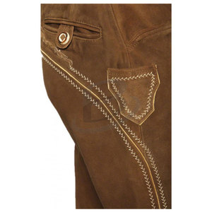 Lederhosen pour homme de haute qualité, coupe-vent, motif daim, avec sangles, pour costume, fête de bière, jeu de rôle, cosplay, en cuir de vache - Product Image 3