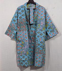 Bata Kimono Holgada 100% Algodón con Estampado Floral, Estilo Urbano, Cintura Natural, Decorada con Cinturón, para la Temporada de Primavera - Product Image 2