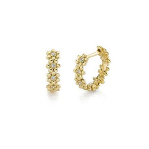 LOZRUNVE 925 Sterling <strong>Silver</strong> CZ Diamond Tiny <strong>Daisy</strong> Huggie Hoop <strong>Earring</strong> - Product Image 1