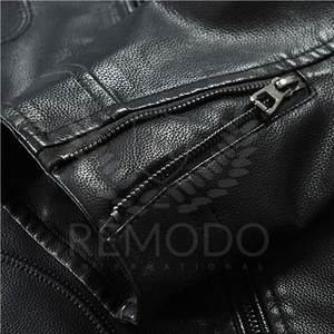 High Quality Washable Short Men Pu Leather Jackets Men's Stand Collar Slim Leather Jackets - Product Image 5