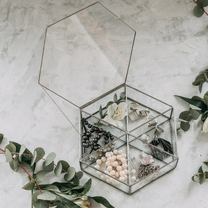 Beautifully Handmade jewelry storage <b>box</b>, <b>glass</b> <b>box</b> for jewelry, hexagonal <b>box</b>, <b>box</b> with sections - Product Image 1