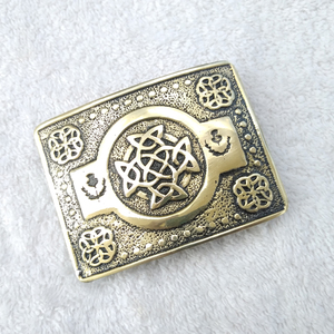 Cinturón Kilt con nudo de correa de cuero con diseño de cardo de latón antiguo con material de cobre modelo para hebilla - Product Image 6