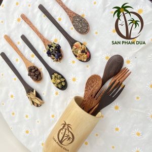 Ensemble de vaisselle en bois de noix de coco naturelle écologique FOURNISSEUR durable du VIETNAM-Comprend une cuillère couteau fourchette - Product Image 4