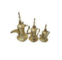 Teko Kopi Arab Mewah Berlapis Perak Berkualitas Premium Terbaru dari India, Gaya Turki, Cor Pasir, Kuningan Berukir