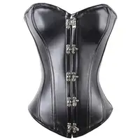 Espartilho feminino sexy couro preto, top corset feminino sexy