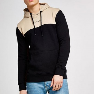 100% coton décontracté uni teint sweats à capuche pour hommes automne couleur bloc impression mode - Product Image 6