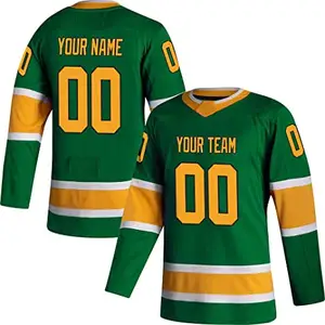 Camisetas de Hockey sobre hielo con impresión por sublimación, con diseño personalizado, se puede poner con aparejos cosidos, sarga con nombre y numb