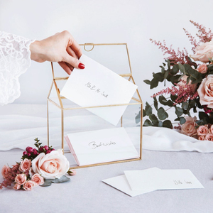 Handmade Collection <b>Card</b> <b>Box</b> <b>Wedding</b> 21 cm Glass, Transparent / Gold - Product Image 1
