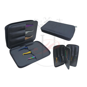 Funda negra con cremallera para extensiones de pestañas, pinza de tres caras, etiqueta privada, el mejor estuche de cremallera, embalaje para pinzas de pestañas - Product Image 1