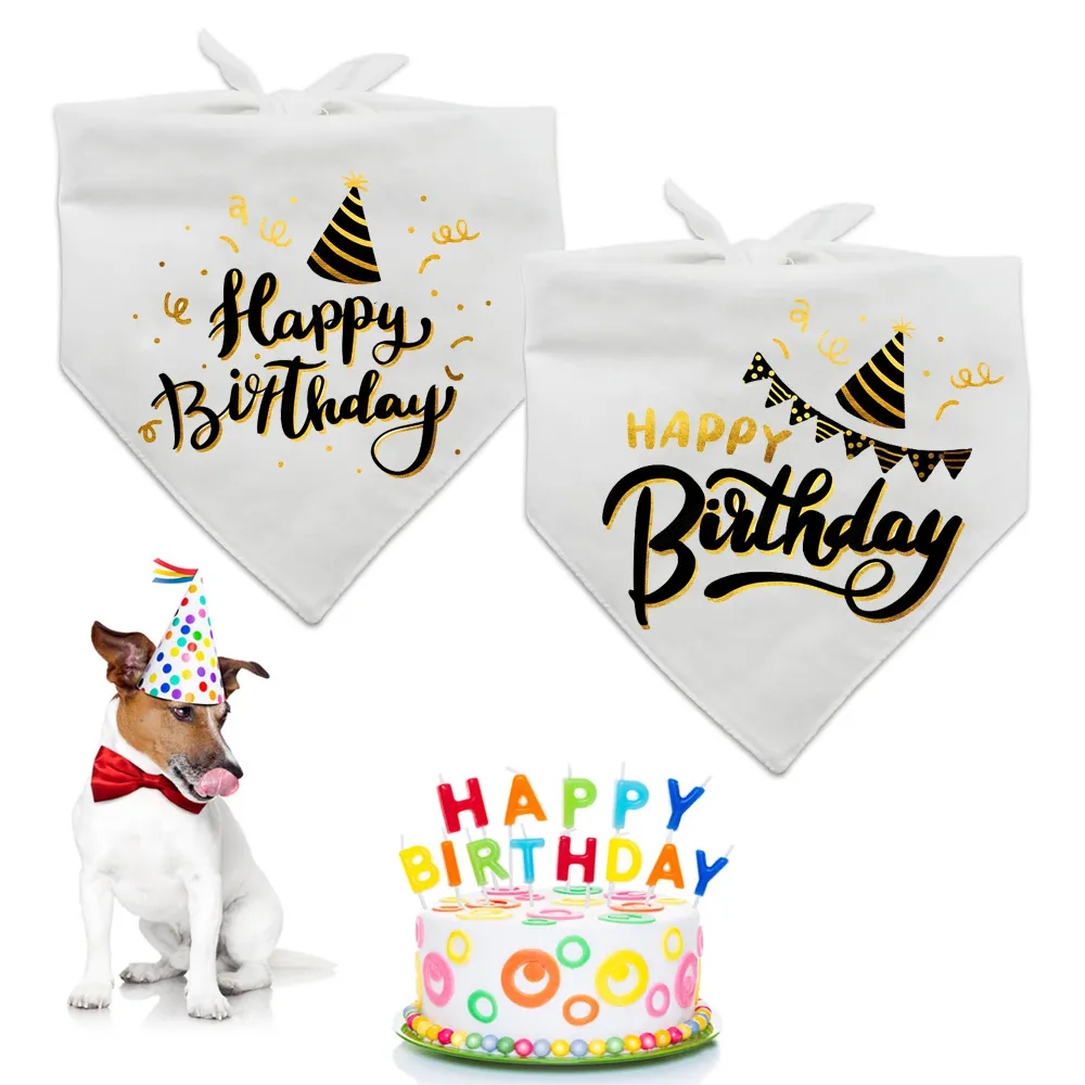 OEM Feliz cumpleaños Saliva toalla pañuelo perro mascota gato baberos Bandana Collar bufanda para perro