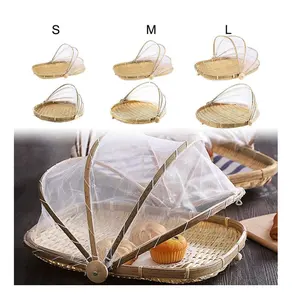 竹制厨房工具-精心制作的越南手工编织托盘带网罩