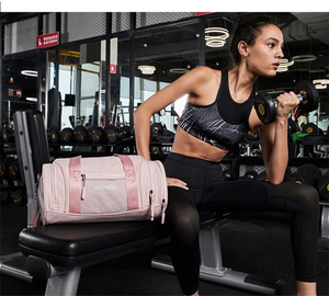 Sac de sport unisexe de grande capacité avec fermeture éclair rose, doublure en nylon et polyester, sac à main à motif géométrique pour l'extérieur - Product Image 4