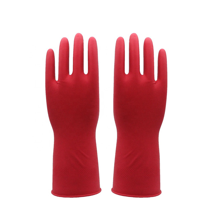 Gants en caoutchouc, rouges pour le travail à la maison, 12 pièces, manicle propre, à manches longues