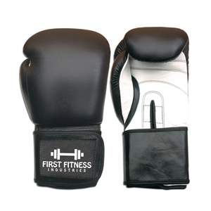 Custom <b>Black</b> Cowhide Leather Boxing Gloves Adults 8oz/12oz/16oz Training Hook Loop Closure Adjustable Wrist Strap Non-Slip Full - Product Image 6