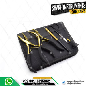 Kit de pinces en acier inoxydable doré pour extensions de cheveux à micro-perles avec poignées - Product Image 6