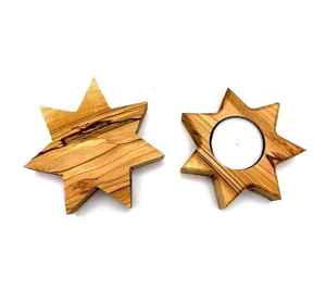 Bougeoir en forme d'étoile à thé, porte-bougie en bois pour décoration de la maison de haute qualité en stock - Product Image 3