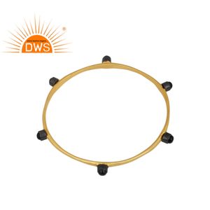 Bracelet en pierre précieuse pour femmes, Onyx noir, plaqué or, argent 925, vente en gros, bijoux de créateur - Product Image 1