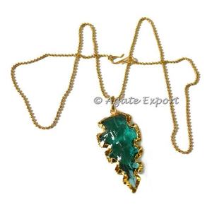 Aqua foncé Verre De Flèche Plaquée Collier naturel - Product Image 1