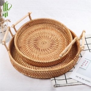 Plateau de service en rotin fait à la main, artisanat écologique, rangement du décor, plateau en rotin pour fruits, vente en gros, 12 pièces - Product Image 6