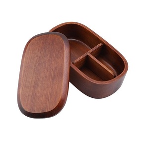 กล่องเบนโตะไม้ใส่อาหารกล่องอาหารปิกนิกทรงวงรีกล่องใส่อาหาร - Product Image 6