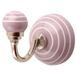 Decorative <b>White</b> Lavender Ceramic Striped Wall Hooks Robe Holders Coffee Mugs <b>Towel</b> Hangers Durable Indian Craft Wholesale - Product Image 1