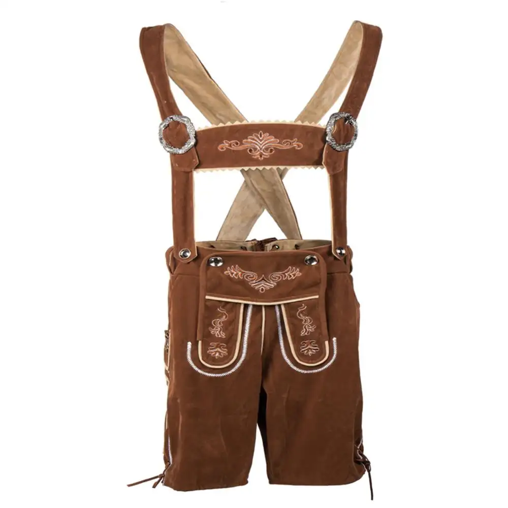 Pemasok Bavarian pakaian kemeja Trachten Lederhosen asli Suede celana kulit gaya baru Bavarian tradisional