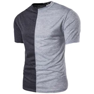220 Gramm 100% Baumwolle Halb schwarz halb grau Block farbe T-Shirt