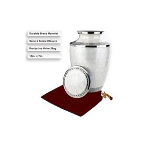 Urne funéraire en laiton à texture attrayante blanche de conception merveilleuse pour les cendres humaines Fabricants d'urnes traditionnelles Exportateurs d'Inde - Product Image 4