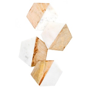 Dessous de verre carrés en pierre de bois et de marbre avec support disponible en différentes formes d'utilisation - Product Image 2