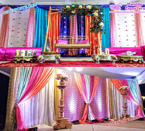 Atractivas cortinas coloridas de fondo de boda para damas para eventos Sangeet y Mehndi elegantes decoraciones de eventos USA - Product Image 4