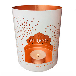 Atiqco - Portavelas Votivo Negro Dorado, Moderno, Metálico, Hecho a Mano, Duradero, Mate, Decoración Única para Bodas, Hogar y Fiestas - Product Image 3
