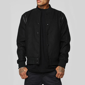 แจ็คเก็ตเบสบอลแขนยาวแบบกำหนดเองสำหรับผู้ชาย แจ็คเก็ตวาร์ซิตี้แบบเรียบไม่มีลายสำหรับผู้ชาย - Product Image 5