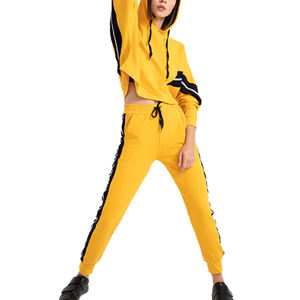 ชุดวอร์ม2ชิ้นแขนยาวสำหรับผู้หญิงชุดวอร์มสีพื้นสำหรับใส่ออกกำลังกายโลโก้ออกแบบได้ตามที่ต้องการ - Product Image 4