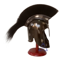 Casque d'armure en acier pour chevalier, plume noire, style médiéval grec, costume d'Achille de Troie, fait main, finition antique, décoration pour la maison
