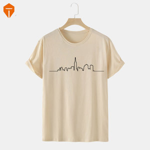 Camiseta de manga corta para hombre, de algodón, con estampado de construcción y dibujo - Product Image 5
