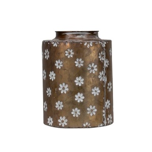 Arreglo de flores secas de lujo, adornos de decoración de mesa, pegatina de alto acabado Meena en Color Metal en tarro de flores de hierro forjado - Product Image 1