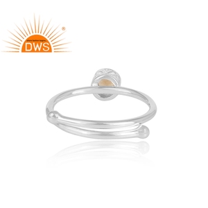 Anillo de Plata de Ley 925 con gemas de citrino, joyería con gema Natural tallada redonda - Product Image 4