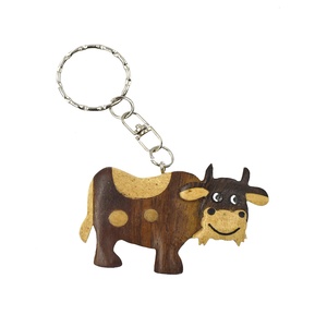 El mejor vendedor de madera <span class=keywords><strong>vaca</strong></span> talla clave cadena personalizada animal forma titular de la clave - Product Image 3