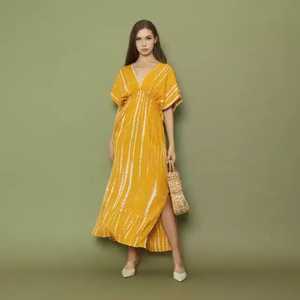 เดรสแม็กซี่สไตล์โบฮีเมียนฮิปปี้ผ้าฝ้าย100% มัดย้อมแขนครึ่งแขนผ้าทอเป็นมิตรต่อสิ่งแวดล้อมย้อมสีธรรมชาติ - Product Image 6