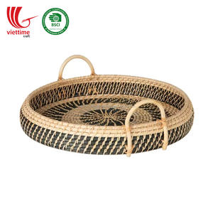 Plateau en rotin naturel Design rond fabriqué au VietNam, livraison gratuite, vente en gros - Product Image 1