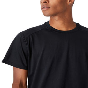 Camiseta negra bordada informal con cuello redondo para hombre, diseño personalizado, venta al por mayor, barata - Product Image 1