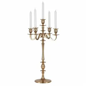 Candelabros de mesa de casamento em cor dourada, candelabros de 5 braços, suporte para velas, decoração de casa, metal e alumínio, preços razoáveis