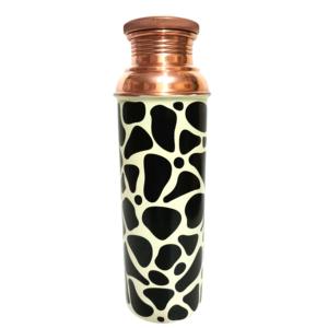 Bouteille d'eau en cuivre pur faite à la main de conception merveilleuse bouteille d'eau potable en cuivre imprimé par Indian Metal World - Product Image 1