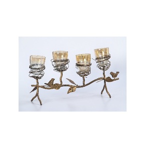 Portavelas de Malla Metálica de Primera Calidad con Diseño de Hojas Multisección para Decoración de Bodas y Centros de Mesa - Product Image 1