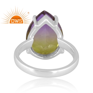 Último hecho a mano de plata esterlina fina Natural Bio Pavo Real doblete cuarzo piedra preciosa anillo apilable fabricante de joyas - Product Image 4