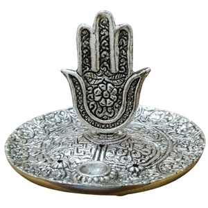 Brûleur d'encens rond en pierre d'aluminium et attrape-cendres avec arôme de salle de décoration fait à la main Om - Product Image 6