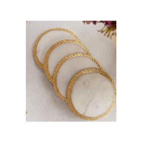 Wholesale Drink Ware <b>Coasters</b> Premium Quality Marble <b>Gold</b> Beaded Hotels Elegant Designer Tableware <b>Coasters</b> in Good Prices - Product Image 2
